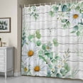 thumbnail image 5 of Daisy Eucalyptus Leaves Shower Curtain, Floral Spring White Wood Grain Waterproof Shower Curtain Set with 12 Hooks Lightweight Bath Curtains Fabric Bathroom Decor 72x84 Inches, 5 of 9