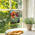 thumbnail image 3 of Butterfly and Poppy Flower Stained Glass Panels – Square Shaped Window Hangings, Tiffany Glass Traditional Art Crafts for Home Decor Gifts 79OR10, 3 of 6