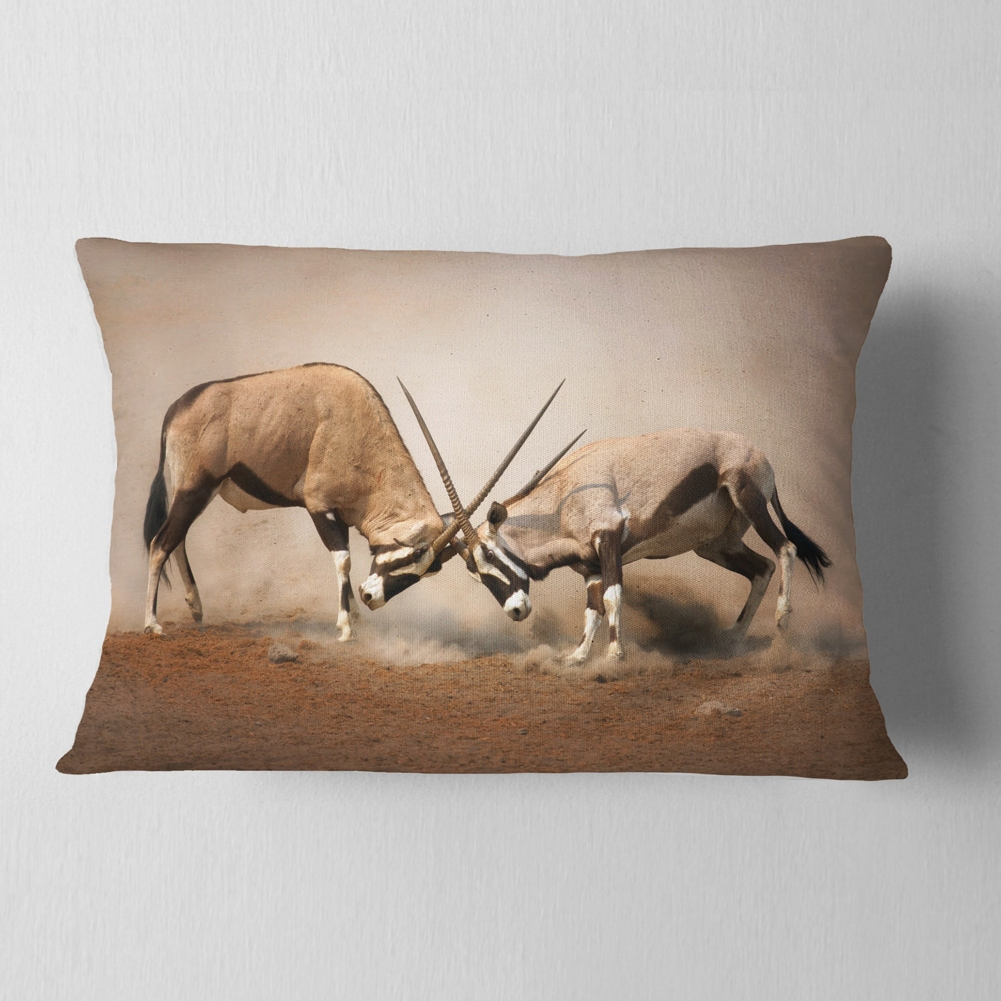 Designart CU13265-16-16 Gemsbok Antelopes Fighting African Wall Cushion Cover for Living Room in x 16 in Insert Printed On Both Side Sofa Throw Pillow 16 in