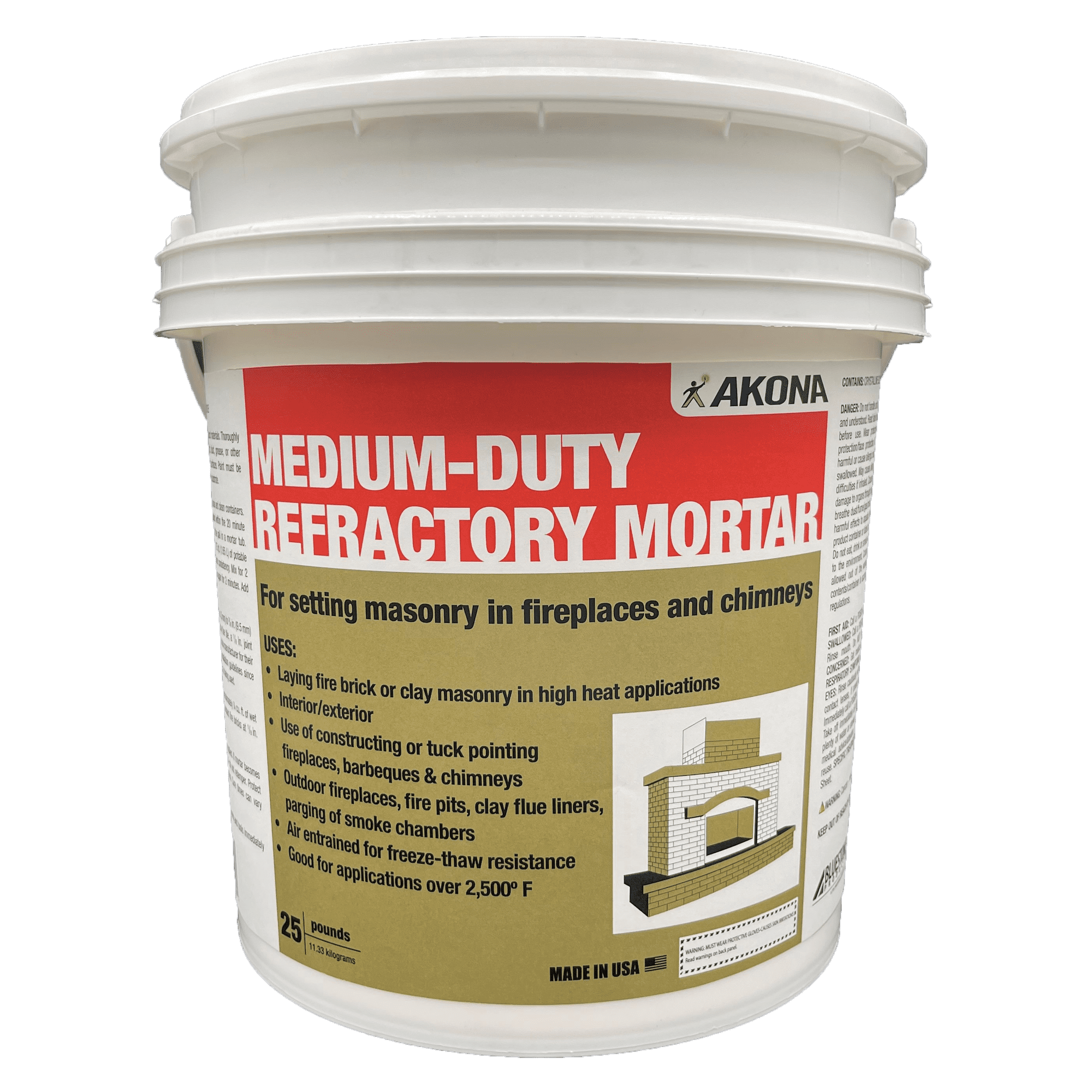 Akona Medium-Duty, Refractory Mortar Mix 25 Pound