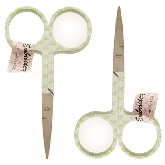 Allary 6340-67-GrnRbn Ultra Fine 3-1/2" Embroidery Scissors - Green Ribbon 2pk