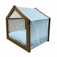 thumbnail image 2 of Abstract Pet House, Oval Shaped Linked Egg Form Style Retro Symmetric Simplistic Design, Outdoor & Indoor Portable Dog Kennel with Pillow and Cover, 5 Sizes, Sky Blue White, by Ambesonne, 2 of 5