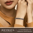 thumbnail image 5 of JeenMata 11 TCW Black Cubic Zirconia - Marquise Cut Birthstone Tennis Bracelet for Women in Eternity Design - White Gold Plating, Female, Adult, 5 of 9