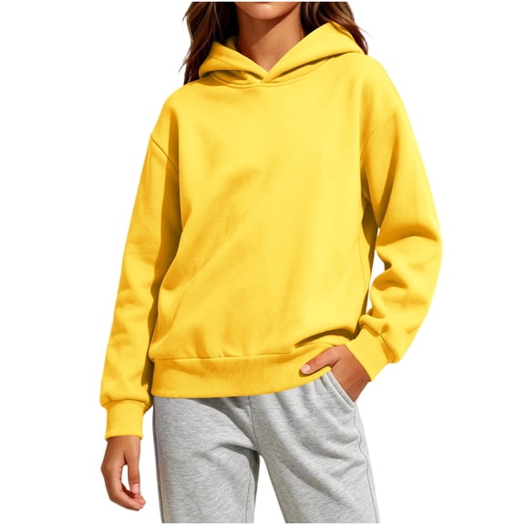 xaoyunyn Sweatshirt for Girls Solid Color Long Sleeve Fall Casual Fashion Pullover Hoodie 2-14 Years
