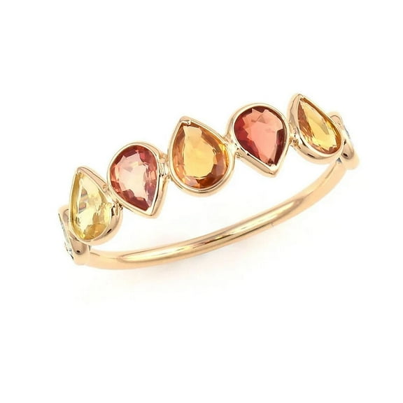 Multi Sapphire Bezel Set Ring, Half Eternity Rain bow Ring, Statement Gift Ring, Cluster Ring ( Available In 3-15 Size).