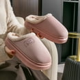 thumbnail image 4 of Platform Fuzzy Slippers for Women Men Indoor and Outdoor Fleece Lined Cloud Pillow Suede Couples House Shoes, 4 of 6