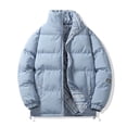thumbnail image 2 of TFEOQRY Men's Short Padded Coats Jacket Stand Up Collar Solid Color Jacket Winter Thermal Cotton Jacket Light Blue, 2 of 9