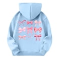 thumbnail image 5 of Mfakffe Girls Hooded Sweatshirt Cute Bow Print Long Sleeve Pullover Hoodie Casual Loose Fit with Front Pocket for Spring Fall, 5 of 5