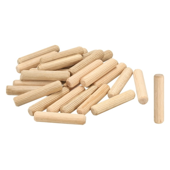 Uxcell Wooden Dowel Pins Straight Dowel Rods Wood Fluted Dowels Rods for Craft Furniture DIY Hardwood 3/8"x 2"