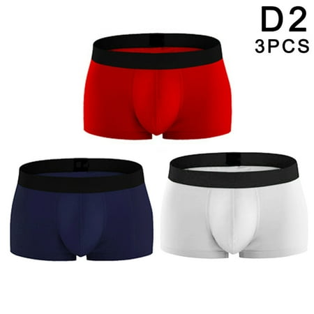 

3 PCS Men Boxers Brief Plus Size Cotton Thin Breathable Comfortable Pouch Stretch Underwear D2