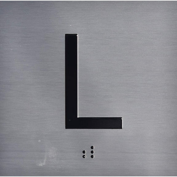 L (Lobby) Floor Elevator Jamb Plate Sign with Braille and Raised Number-Elevator Floor Number Sign(Silver)
