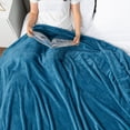 thumbnail image 5 of PAVILIA Soft Fleece Teal Blue Throw Blanket for Couch, Lightweight Plush Warm Blankets for Bed, Fuzzy Cozy Flannel Blanket Throw for Sofa, Travel, Jacquard Pattern, Teal Blue, 50x60 inch, 5 of 8