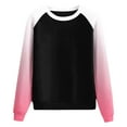 thumbnail image 2 of Vedolay Women Tops Womens Tops Long Sleeve Loose Pullover Casual Ladies Solid Striped Crewneck Sweatshirts,Pink S, 2 of 5