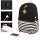 thumbnail image 2 of Canvas College Student Bag Laptop Usb Backpack High School Mochila para Hombres Mujeres (Black). Afortunado Sencillez, 2 of 5