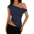 thumbnail image 1 of Remera PRETTYGARDEN 2025 Verano Crop Top Hombro Descubierto Navy XL, 1 of 8