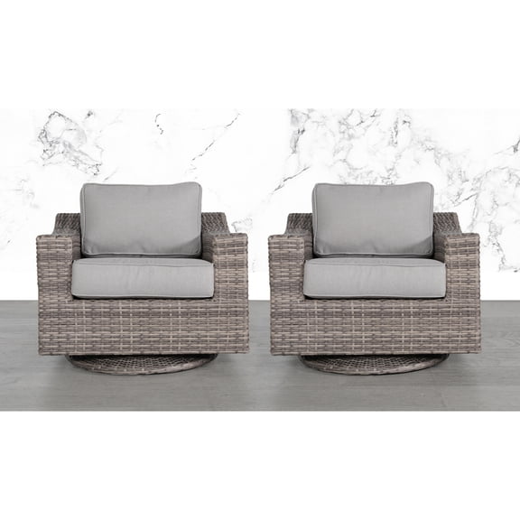 Living Source International Swivel Club Patio Chairs in Brown/Gray (Set of 2)