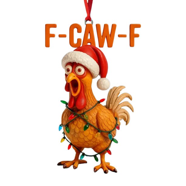 Seyotauo Hilarious Funny Angry Chicken Christmas Ornaments - Cheeky Chicken Pendant Christmas Tree Decorations Indoor Holiday Decor, Personality Christmas Gifts for Friends & Family