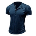 thumbnail image 2 of Icvfdpl Mens Tee Shirt Breathable Fast Drying Spring Summer Short Sleeve Henley Solid Color Multi Buttons Style Top T Shirts Lightweight Sun Protection Man Tshirt, 2 of 5