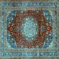 thumbnail image 1 of Ahgly Company Indoor Square Medallion Light Blue Traditional Area Rugs, 5' Square, 1 of 4