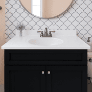 Design House Cultured Marble 37 x 19 Single Bowl Vanity Top with Backsplash and Centerset Mount, White