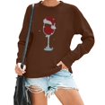 thumbnail image 2 of Wyzesi Chandails en Molleton pour Femmes Col Rond Poche Poitrine Chandail en Molleton Noël Manches Longues Imprimé Lettre Décontracté Motif Mignon Imprimé Noël Col Rond Pull Automne Chandails en Molleton Maternité Midi, 2 of 4
