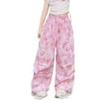 thumbnail image 2 of Girls Cargo Pants Classic Baggy Cargo Pants Straight Leg Pink Cargo Pants with Pocket Girl Pants Size 10-11 Years, 2 of 8