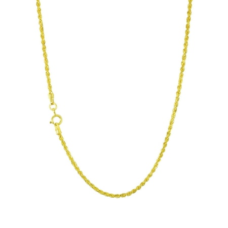 - 14k Yellow Gold Womens 1.5mm Light Rope Chain Pendant Necklace, 16