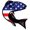 Blue, variant on Ellopi 5" x 5" Waterproof XL USA Flag Fish Sticker Decal, 1 Pc