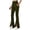 Army Green, variant on Flare Leggings for Women with Pockets Seamless Stretchy Slim Fit Front Slit Hem Tummy Control Elastic Pull on Bottoms Yoga Sports Gym Fashion Trousers