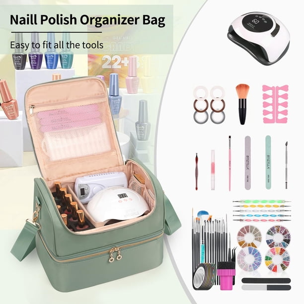 Nail Polish Organizer Case, Nail Supplies Storage Box Holds 45