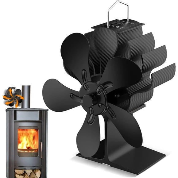 Log Burner Fan 5 Blades Wood Burning Stove Fan Heat Powered Fireplace Fan Eco Fans Circulation ,Ultra-Quiet Motor Operating