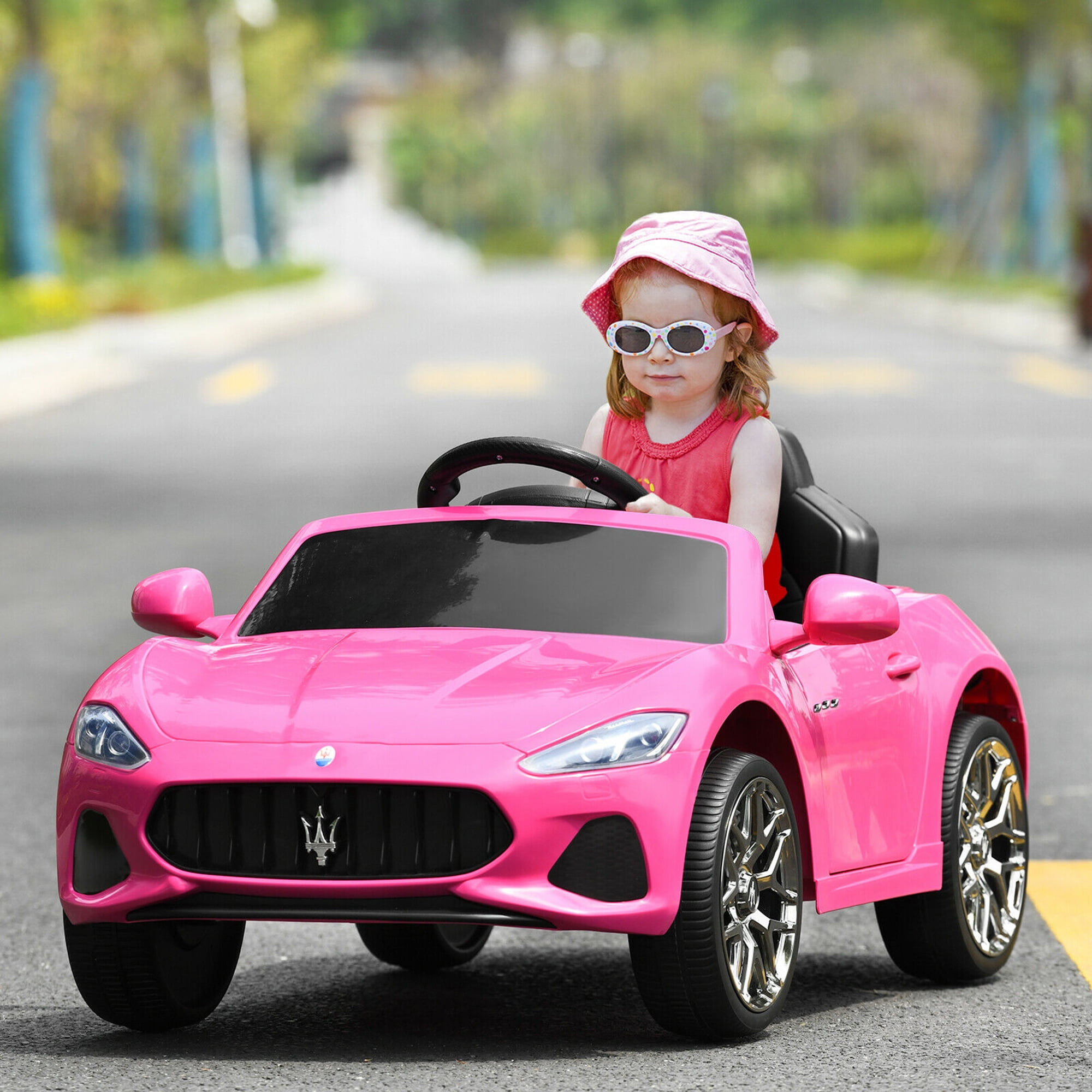 Gymax 12V Kids Ride On Car Maserati GranCabrio Licensed w/ Remote Control& Lights Pink