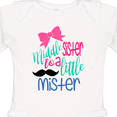 thumbnail image 4 of Inktastic Middle Sister to a Little Mister Girls Long Sleeve Baby Bodysuit, 4 of 5