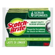 Scotch-Brite Heavy Duty Scrub Sponges, Sponges For Cleaning Kitchen And Household, Heavy Duty Sponges Safe For Non-Coated Cookware, 6 Scrubbing Sponges