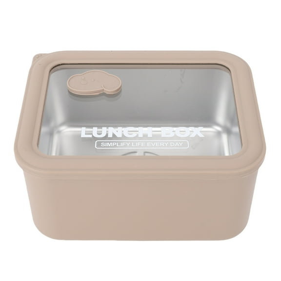 Riousery 600ml Stainless Steel Lunch Box, Visible Microwave-Safe Food Container for School, Office, Picnic & Travel