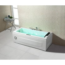 Empava 67" Acrylic Whirlpool Bathtub Rectangular Alcove Waterfall Hydro-massage Water/Air Jets Soaking SPA Chromatherapy Single Ended Tub EMPV-JT351N