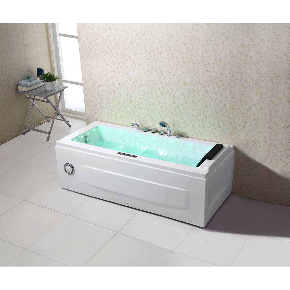 Empava 67" Acrylic Whirlpool Bathtub Rectangular Alcove Waterfall Hydro