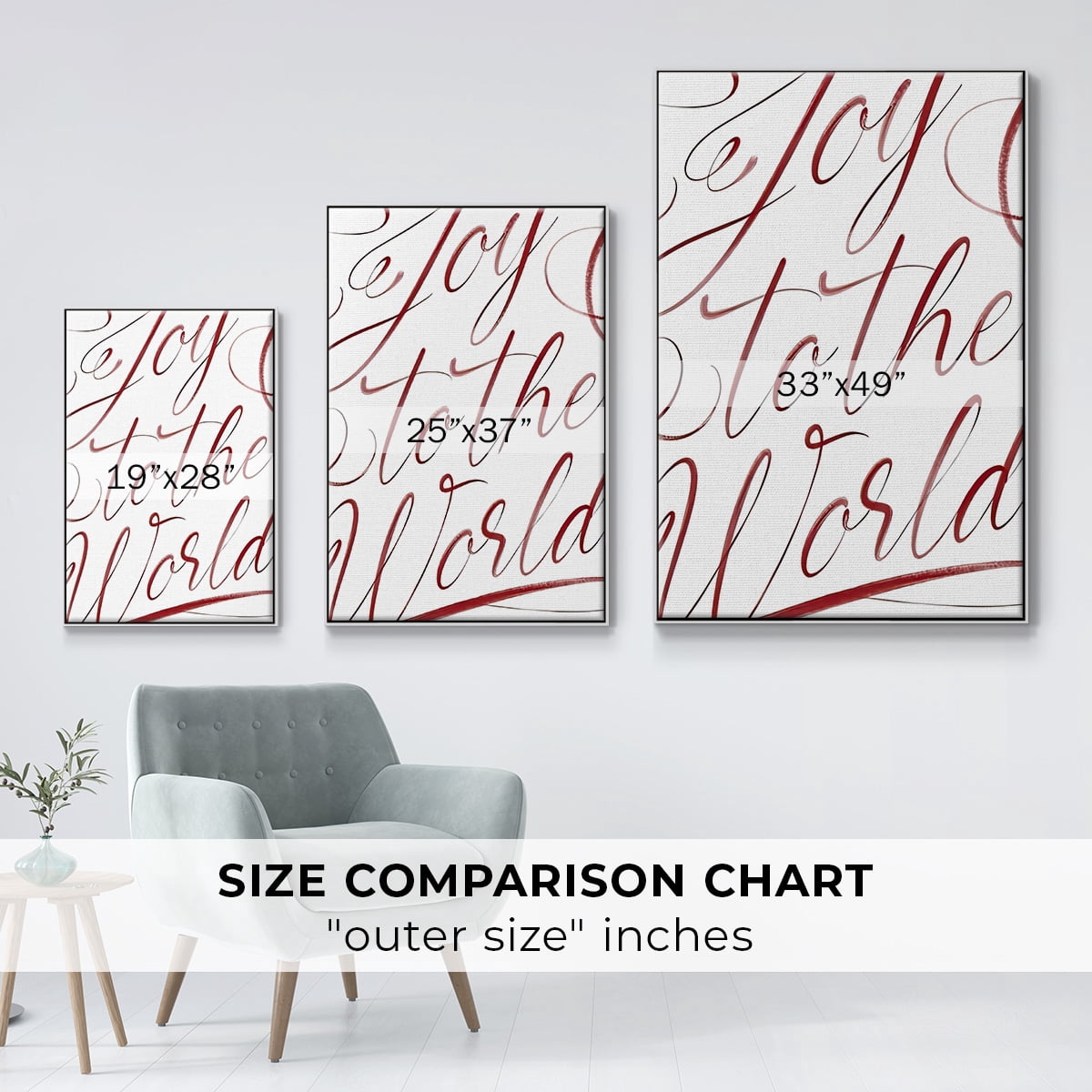 Joy To The World - Framed Gallery Wrapped Holiday Canvas - 17 x 25 - White Frame