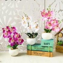 Soumake Simulation Phalaenopsis Colored Artificial Flower Two Branch Butterfly Orchid Landscaping Table Decoration Scene Layout Faux Silk Fake Potted Plant Home Bedroom Decor For Desktop Household
