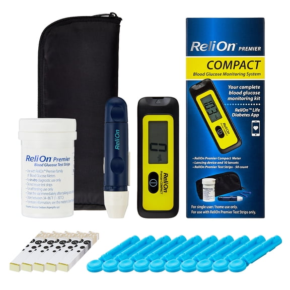 ReliOn Premier COMPACT Complete Blood Glucose Monitoring Kit