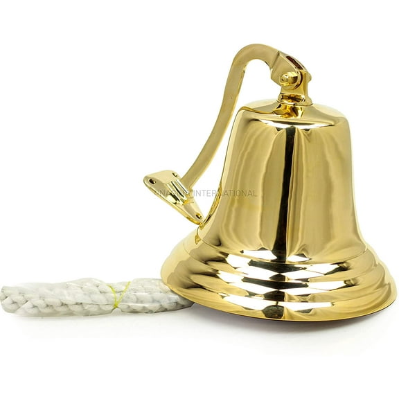 Nagina International, Brass Last Orders Bell Large 7inch / 180mm Large Brass Bell - Ships Bell, Pub Bell, Wall Mountable Bell - Ideal for Pubs & Home Bars