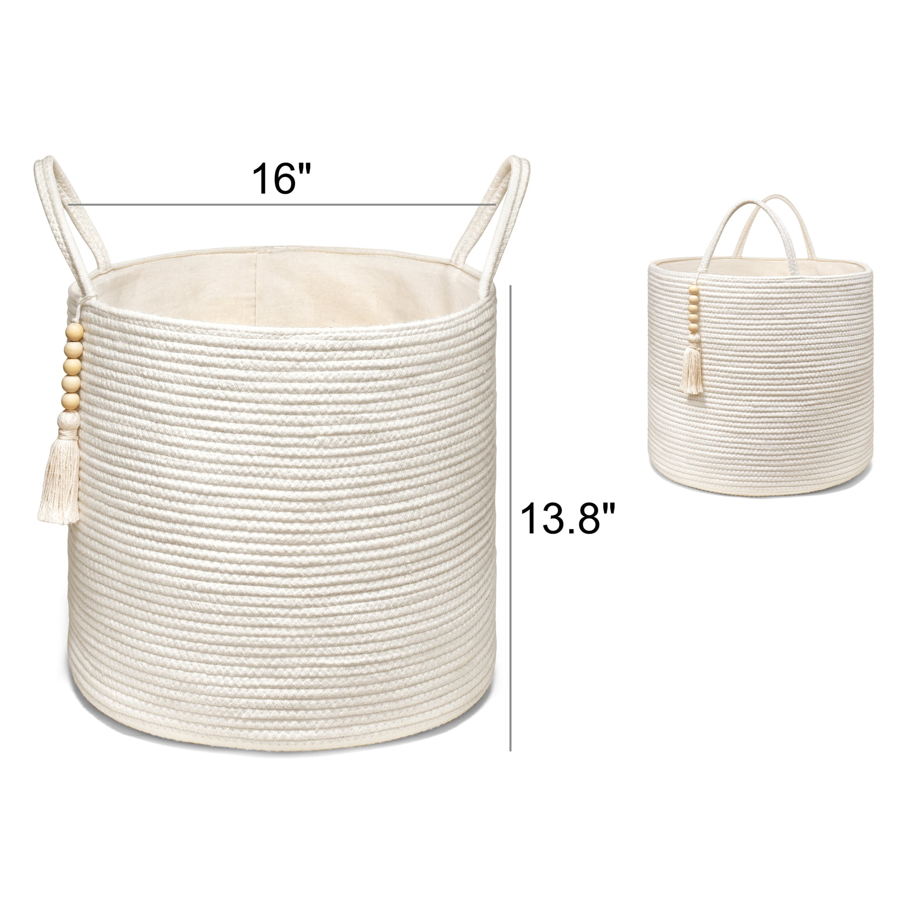 Mkono Woven Cotton Rope Storage Basket, Handles