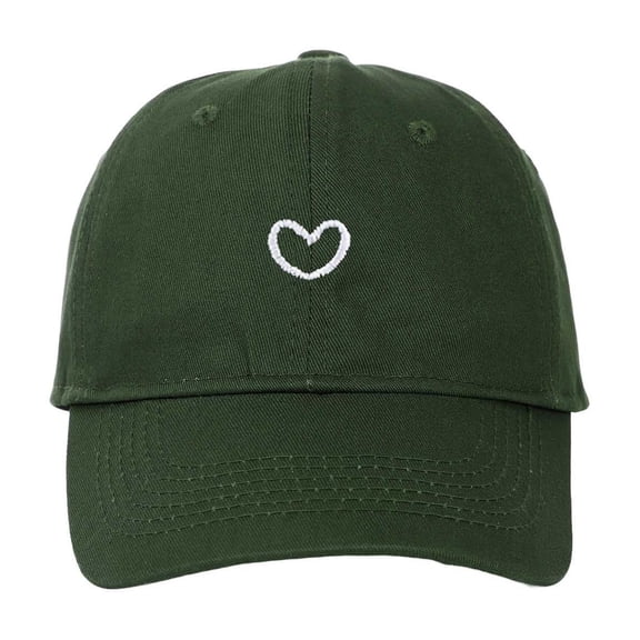 Unisex Trendy Baseball Cap with Heart Embroidery Soft Top Adjustable Dad Hat for Men Women Casual Outdoor Daily Baseball Cap Women Army Green One Size