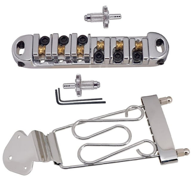 Archtop Guitar Tailpiece Roller Saddle Bridge con Pernos de Plata Hugo Puente de silla de montar con rodillo de guitarra