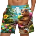 thumbnail image 2 of Telankuip 2026 Summer Funny 3D Animal Graphic Printed Swim Trunk Loose Drawstring Elastic Waisted Beach Shorts with Pockets Lightweight Comfy Holiday Short Pants 13-Green XL, 2 of 4