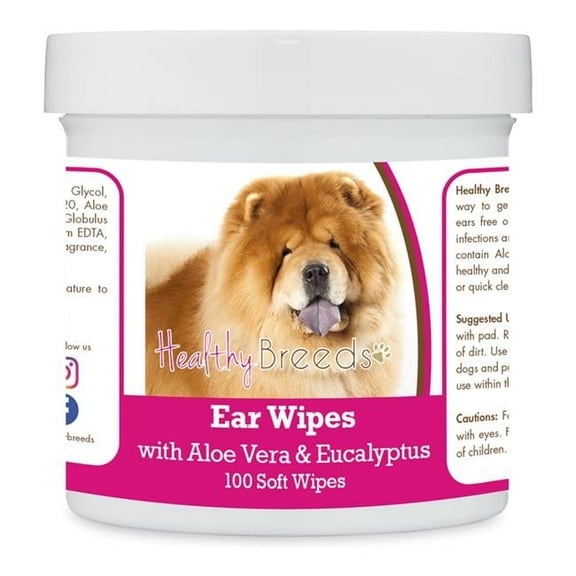 Chow Chow Ear Cleaning Wipes with Aloe & Eucalyptus for Dogs - 100 Count