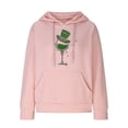 thumbnail image 4 of Women's Waffle Sweatshirts St. Patrick's Day Letter Graphic Print Drawstring Casual Loose Pullover Hoodies with Pockets(Pink,XL), 4 of 5