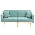 thumbnail image 2 of Modern 2 Seater Velvet Sofa with 2 Pillows, Adjustable Backrest Accent Sofa with Rose Golden Metal Feet, Sofa Turn Into Bed, Easy to Assemble, Mint Green, 2 of 7