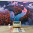 thumbnail image 2 of Modern Wallpaper Murals 3D Autumn Smokies Aerial Fiery Sunset Reflection Peel and Stick Removable Self-Adhesive PVC Wall Stickers for Nursery Kids Bedroom TV Wall Decor, 2 of 5