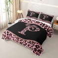 thumbnail image 3 of meiyoeat Leopard Pattern Bow Quilt Full For Girls,Pink Cheetah Print Alphabet P Full Bedspread Sets For Kids,3 Pieces, 3 of 7